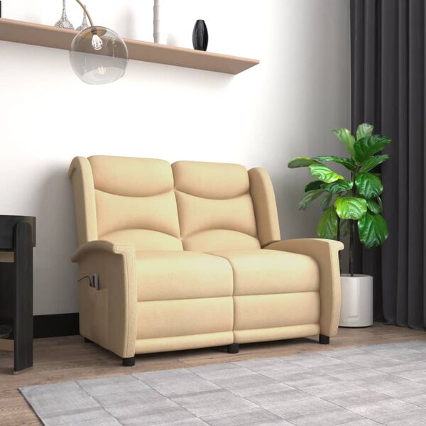 vidaXL Dvivietis atlošiamas masažinis krėslas, kreminis, audinys