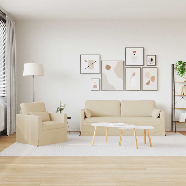 vidaXL Sofa 2 pcs Kreminė Bendri matmenys: 198 x 78 cm (P X G x A)