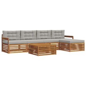 vidaXL Lauko sofos komplektas 6 pcs Natūrali ir &scaron;viesiai pilka