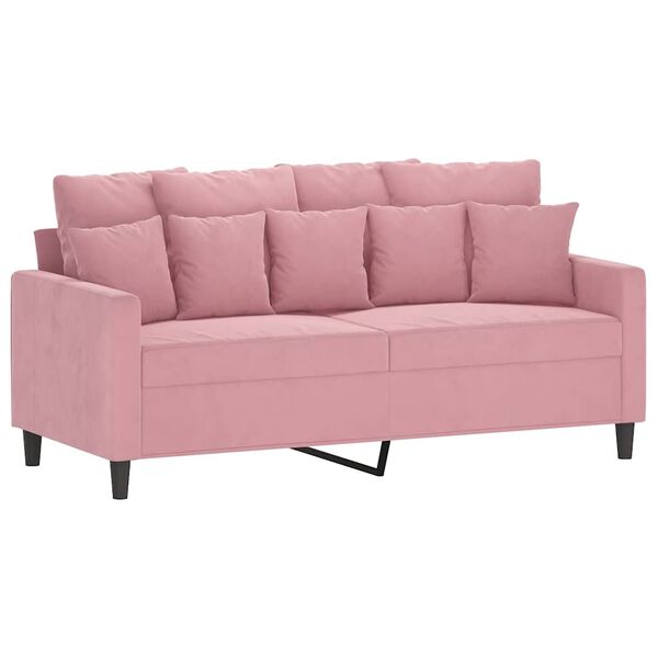 vidaXL Dvivietė sofa, rožinės spalvos, 140cm, aksomas