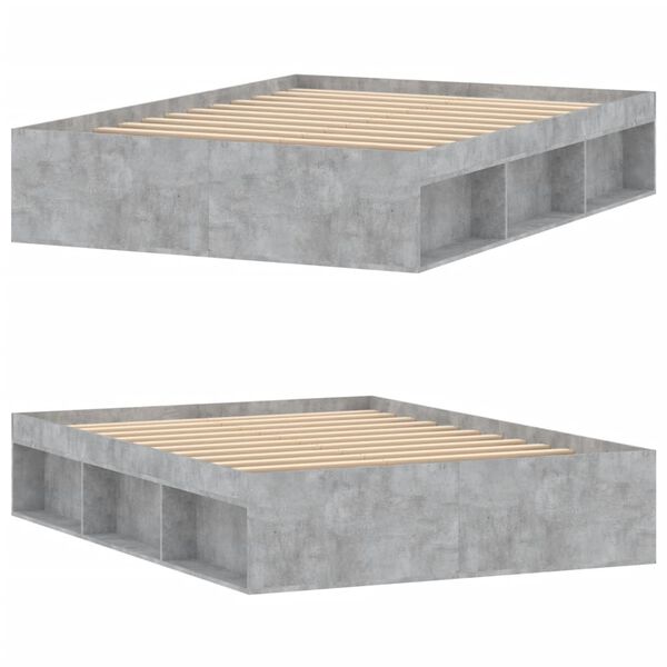 vidaXL Lovos rėmas, betono pilkos spalvos, 135x190cm, dvivietis