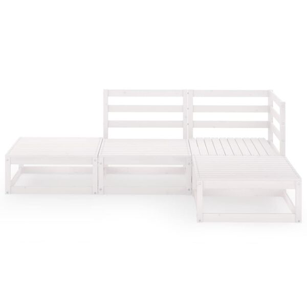 vidaXL Sodo poilsio baldų komplektas, 4 dalių, baltas, pušies masyvas