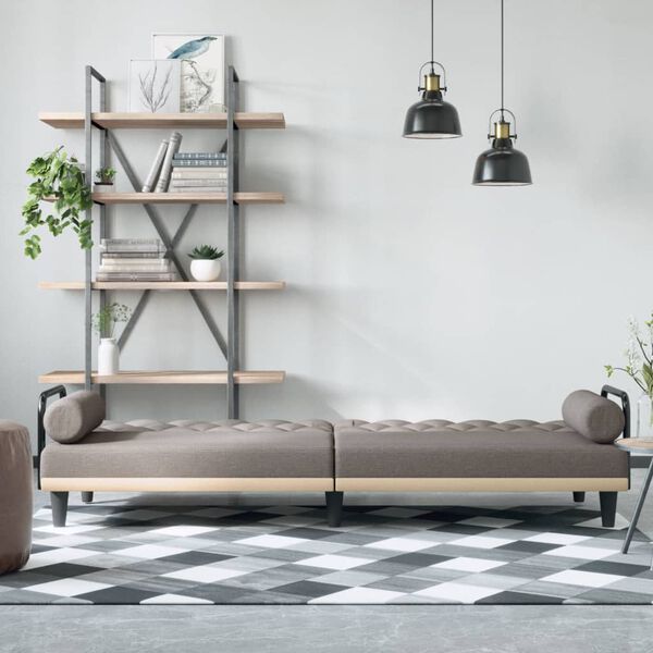 vidaXL Sofa-lova su porankiais, taupe spalvos, audinys