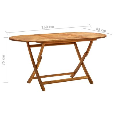 vidaXL Sulankstomas sodo stalas, 160x85x75cm, akacijos masyvas