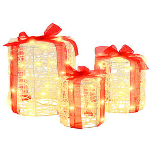 vidaXL Dovanos Dėžutės Dekoracija 3 pcs &Scaron;ilta balta 20 x 20 x 21 cm