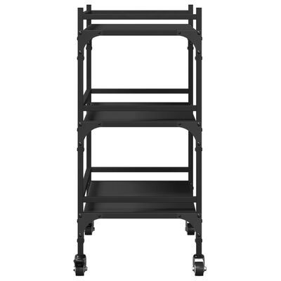 vidaXL Virtuvės vežimėlis, juodas, 50x35x75,5cm, apdirbta mediena