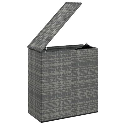 vidaXL Sodo dėžė pagalvėlėms, pilka, 100x49x103,5cm, PE ratanas
