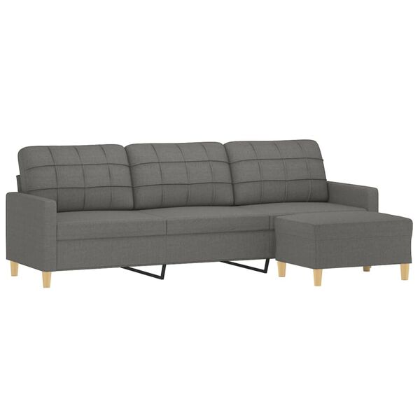 vidaXL Trivietė sofa su pakoja, tamsiai pilkos spalvos, 210cm, audinys