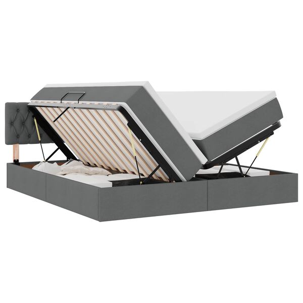 vidaXL Saugos lova su čiužiniu Tamsiai pilka 200 x 200 cm Dirbtinė oda