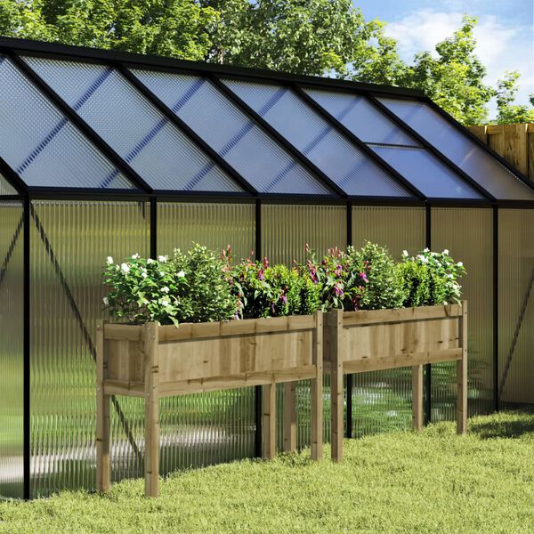 vidaXL Sodo loveliai su kojelėmis, 2vnt., impregnuota pušies mediena