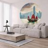 WallArt Tapetai Skyline with Junk Boat, 190cm, apskriti