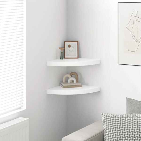 vidaXL Pakabinamos kampinės lentynos, 2vnt., baltos, 35x35x3,8cm, MDF
