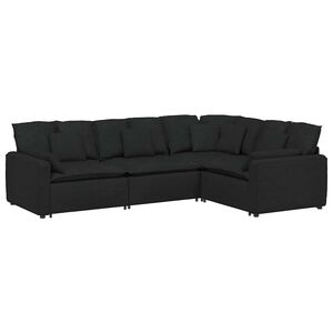 vidaXL Modulinė sofa su pagalvėlėmis, audinys, juoda