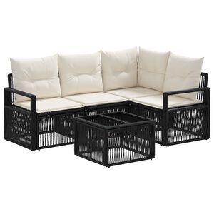 vidaXL Sodo Sofų Rinkinys 5 pcs Juoda poliratanas
