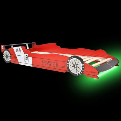 vidaXL Vaikiška LED lova lenktyninė mašina, raudona, 90x200cm