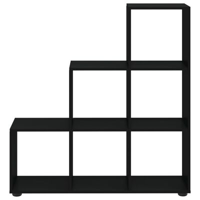 vidaXL Knygų lentyna, juoda, 107cm, apdirbta mediena, laiptų dizaino