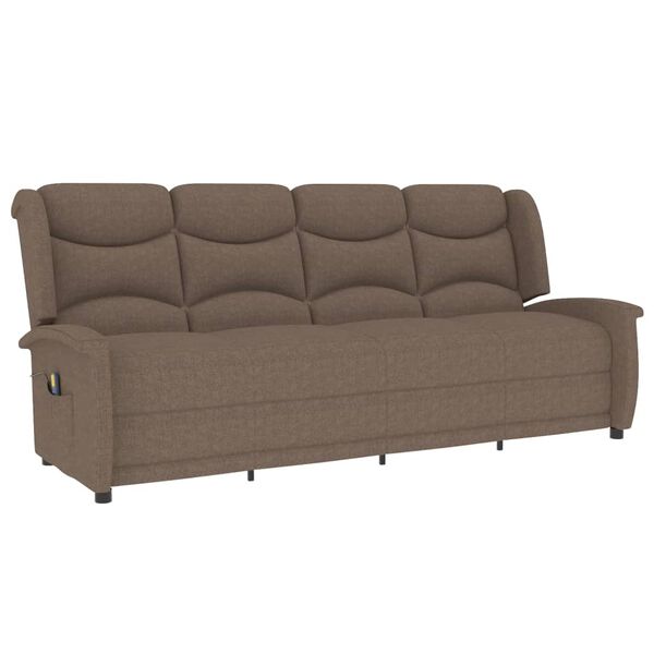 vidaXL Keturvietis atlošiamas masažinis krėslas, taupe, audinys