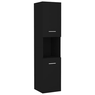 vidaXL Vonios spintelė, juodos spalvos, 30x30x130cm, apdirbta mediena