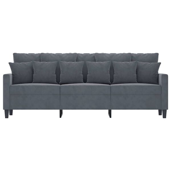 vidaXL Trivietė sofa, tamsiai pilkos spalvos, 180cm, aksomas