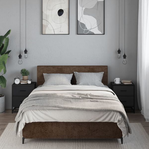 vidaXL Naktinės spintelės, 2vnt., juodos, 40x31x50cm, apdirbta mediena