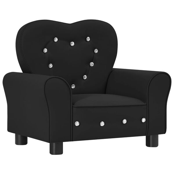 vidaXL Vaikiška sofa, juodos spalvos, dirbtinė oda