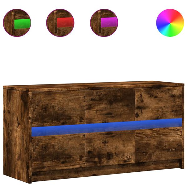 vidaXL Televizoriaus spintelė su LED, dūminė, 100x34x50cm, mediena