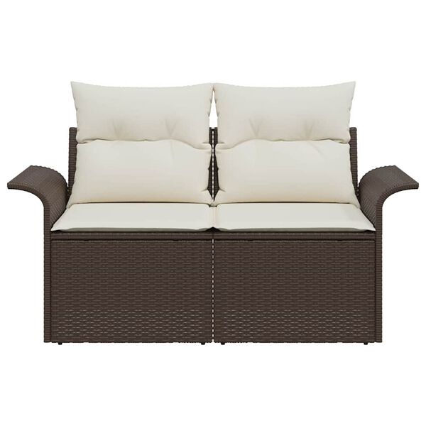 vidaXL Sodo sofa su pagalve Ruda 141 x 62 x 69cm poliratanas
