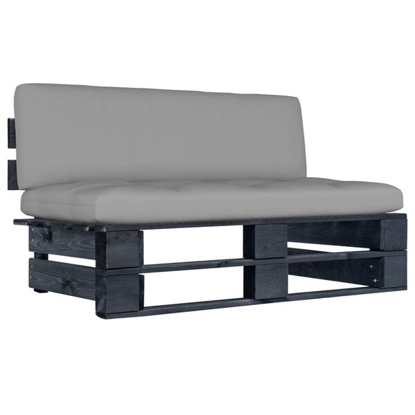 vidaXL Vidurinė sodo sofos dalis iš palečių, juodai impregnuota pušis