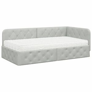 vidaXL Kampinė lovos konstrukcija &Scaron;viesiai pilka 90 x 190 cm Aksomas