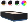 vidaXL Lovos rėmas su LED, juodas, 75x190cm, apdirbta mediena