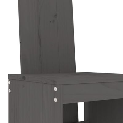 vidaXL Sodo baro baldų komplektas, 5 dalių, pilkas, pušies masyvas