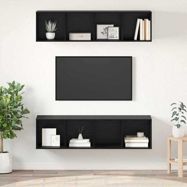 vidaXL TV spintelių komplektas 2 pcs Juodas ąžuolas 37 x 37 x 142,5 cm