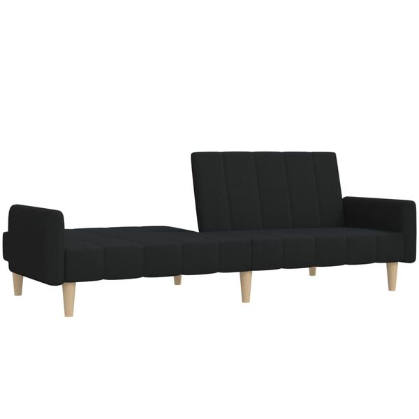 vidaXL Dvivietė sofa-lova, juodos spalvos, audinys