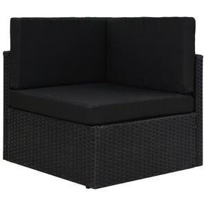 vidaXL Modulinė kampinė sofa, juodos spalvos, poliratanas