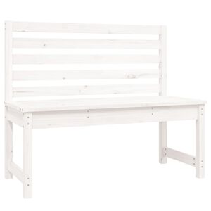 vidaXL Sodo suoliukas, baltos spalvos, 109cm, pu&scaron;ies medienos masyvas