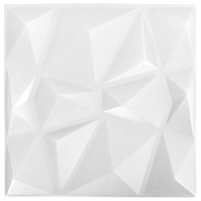 vidaXL 3D sienų plokštės, 24vnt., deimantų baltos, 50x50cm, 6m²