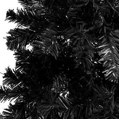 vidaXL Plona apšviesta Kalėdų eglutė, juodos spalvos, 180cm