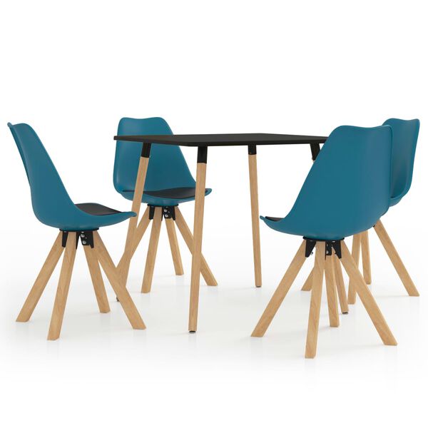 vidaXL Valgomojo baldų komplektas, 5 dalių, juodos ir turkio spalvos