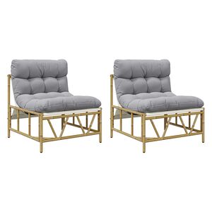 vidaXL Sodo Kėdė 2 pcs &Scaron;viesiai pilka 75 x 75 x 71 cm Plienas