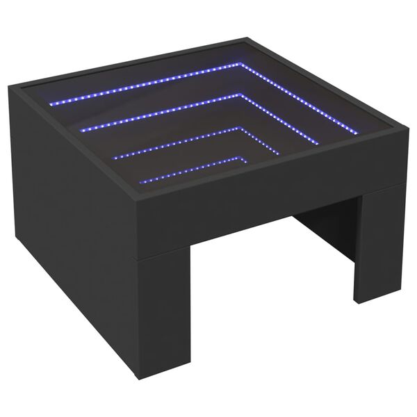 vidaXL Kavos staliukas su Infinity LED lemputėmis, juodas, 50x50x30cm