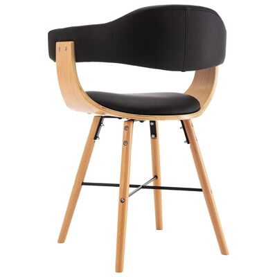 vidaXL Valgomojo kėdės, 6vnt., juodos spalvos, dirbtinė oda ir mediena