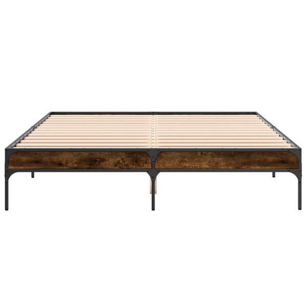 vidaXL Lovos rėmas, dūminio ąžuolo, 140x200cm, mediena ir metalas