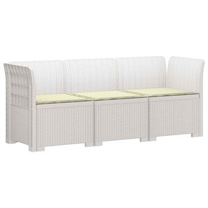 vidaXL 3-vietė sodo sofa su pagalvėlėmis, Rattan i&scaron;vaizda PP Balta