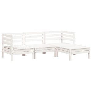 vidaXL Trivietė sodo sofa su pakoja, balta, pu&scaron;ies medienos masyvas