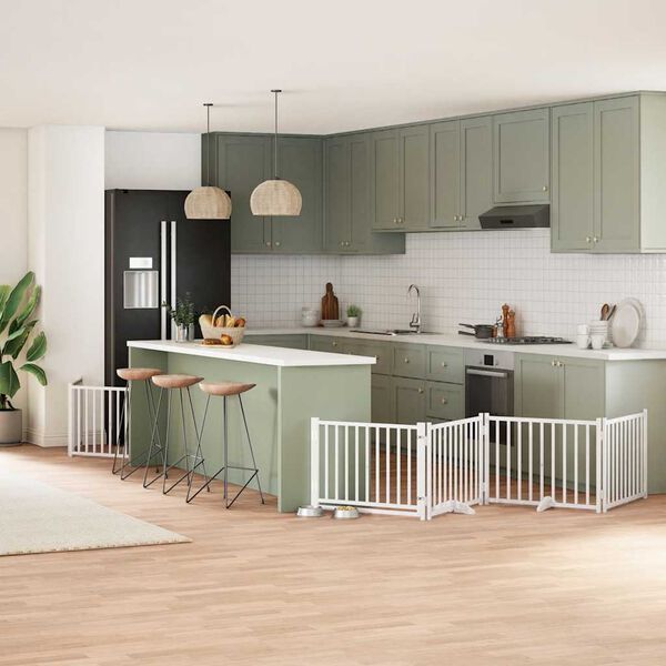 vidaXL Varteliai &scaron;unims su durimis, 10 segmentų, balti, 800cm, tuopa