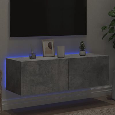 vidaXL Sieninė TV spintelė su LED lemputėmis, betono, 100x35x31cm
