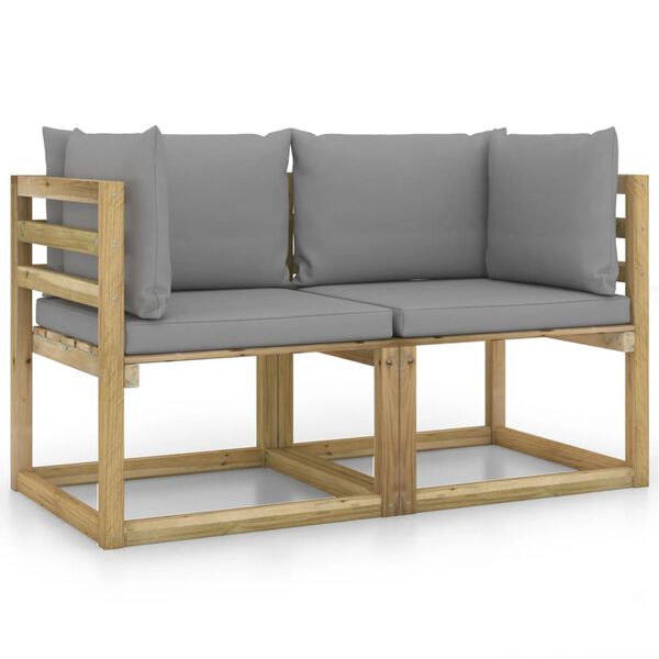 vidaXL Kampinės sofos dalys su pagalvėlėmis, 2vnt., impregnuota pu&scaron;is