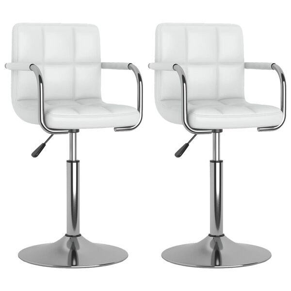 vidaXL Pasukamos valgomojo kėdės, 2vnt., baltos spalvos, dirbtinė oda