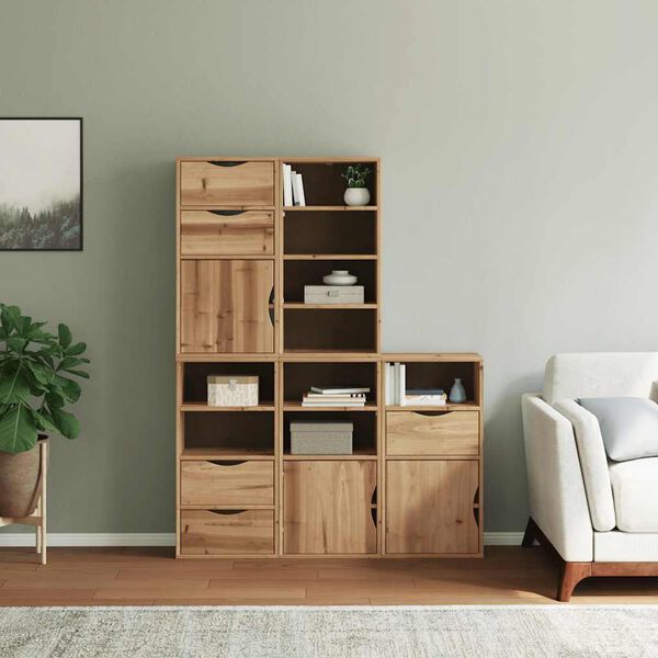 vidaXL &Scaron;oninė spintelė 5 vnt ODDA, 40x24x79 cm, pu&scaron;ies masyvas