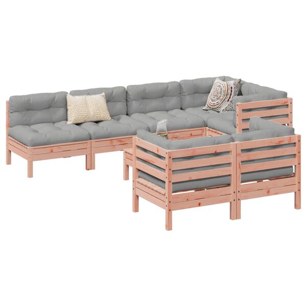 vidaXL Sodo sofos komplektas su pagalvėlėmis, 8 dalių, douglas eglė